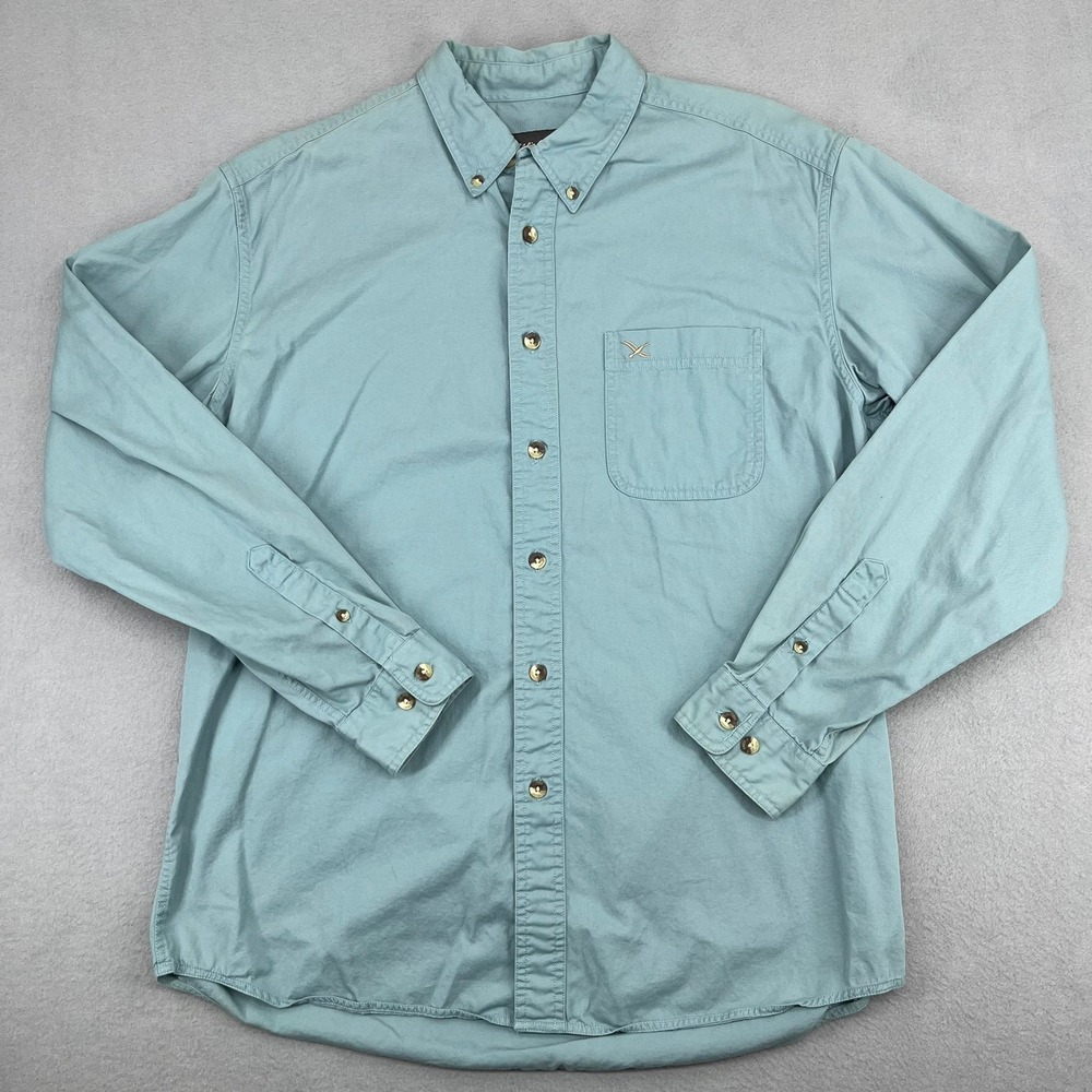 Eddie Bauer Mens Long Sleeve Button Down Shirt Seafoam Green Cotton Size M